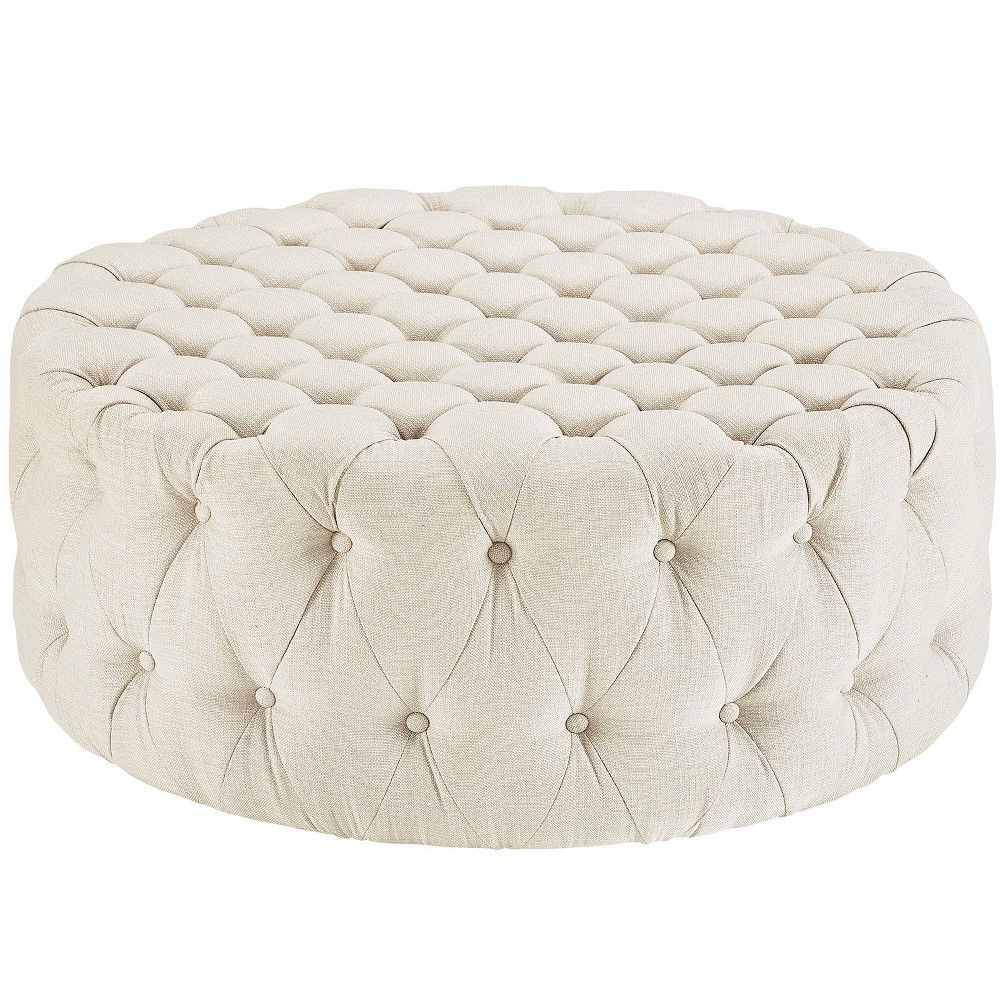 Photos - Pouffe / Bench Modway Amour Upholstered Fabric Ottoman Beige  