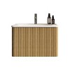 FAMYYT 24 in. Single Sink Floating Oak Bath Vanity with White Ceramic Top (Assembled), Curved Edges - 4 of 4