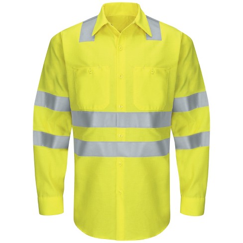 Red Kap Men's Hi-visibility Long Sleeve Ripstop Work Shirt - Type R ...