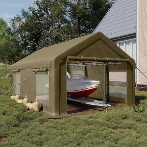 GustoWave Heavy Duty 12x20 Ft Carport with Roll-Up Windows for Car Truck - 1 of 4