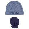 Hudson Baby Infant Boys Cotton Cap and Scratch Mitten Set, Space, 0-6 Months - 3 of 4
