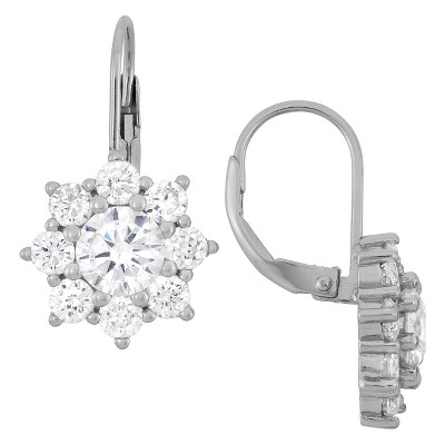 Sterling Silver Round-cut Snowflake CZ Stud Earrings