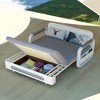 Luck Live Modern Patio Sofas 62.2in extendable pull Outdoor Sofa bed,Solid wood & White metal frame/Gray cushion with storage function - 3 of 4