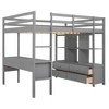 YOOCOZZ Full Size Space-Saving Loft Bed with Built-in Desk, Drawers and Shelves - Gray - 4 of 4