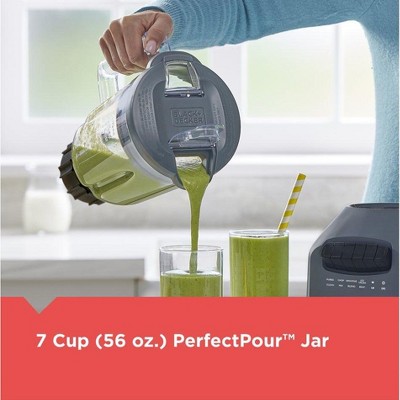 PowerXL Black & Decker Ice Crush Blender With 56 Ounce (7 Cup) Perfectpour Plastic Jar, Powerful 6-Tip Stainless Steel Blade, 8-Speeds Plus Pulse, 750 Peak Watts Of Power