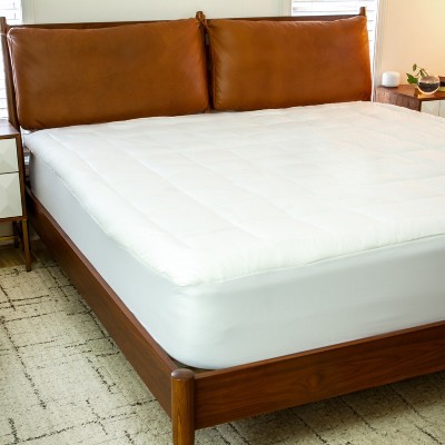 Full Size White Quilted Cotton Mattress Pad with Deep Pockets