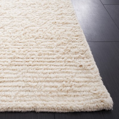 Ivory Square Hand-Tufted Shag Wool Area Rug 3' x 5'
