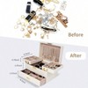 Women's 3 - Layer Jewelry Box, Large Organizer for Earrings, Rings, Necklaces, Bracelets - Cloud White+ Gold - 4 of 4