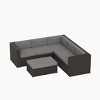 WestinTrends 6 Seater Outdoor Patio Modern Sectional Set with Storage Ottoman, Brown/Gray - 2 of 3