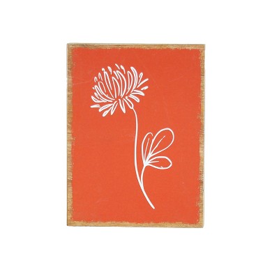 VIP Wood 9.5 in. Red Floral Pattern Wall Art