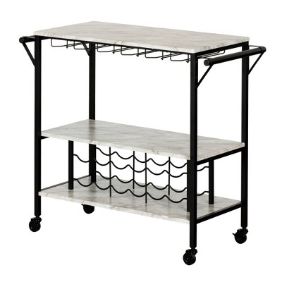 Maliza Bar Cart with Wine Bottle Storage and Wine Glass Rack Black - South Shore