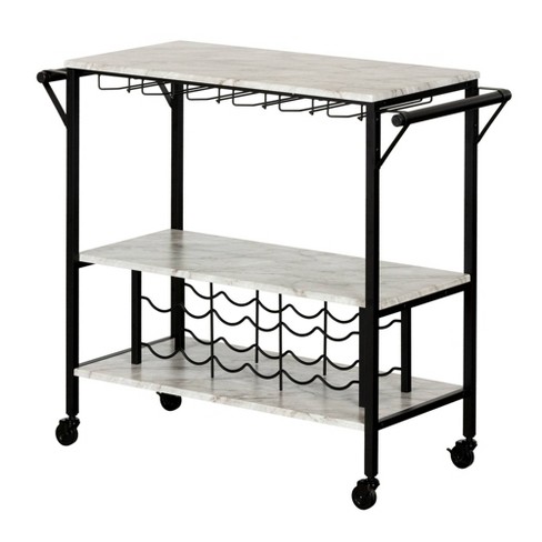 Maliza Bar Cart with Wine Bottle Storage and Wine Glass Rack Black South Shore