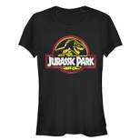 Junior's Jurassic Park Neon T Rex Logo T-Shirt