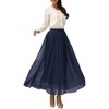 Women's Retro Chiffon Maxi Skirt - Beach Ankle Length Flowy Long Skirt Navy Blue - 2 of 4