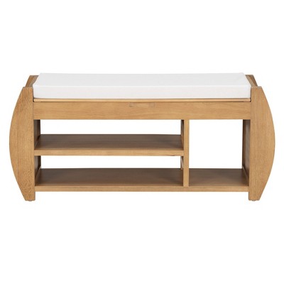 NicBex Shoe Rack Bench Shoe Storage Organizer Retro Multifunctional Storage Bench with Cushion and Curved Side Panel for Entryway