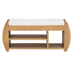 NicBex Shoe Rack Bench Shoe Storage Organizer Retro Multifunctional Storage Bench with Cushion and Curved Side Panel for Entryway - 1 of 4