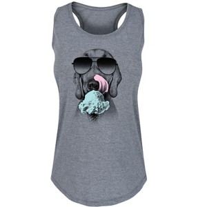 Women's - Instant Message - Dog Licking Ice Cream Graphic Racerback Tank - 1 of 4