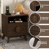 Fluted Night Stand,Wood Tall Nightstands with Outlets, Nightstand Bedside Table End Table with 2 Drawers,Open Shelf,Feet for Bedroom,Living Room - 4 of 4