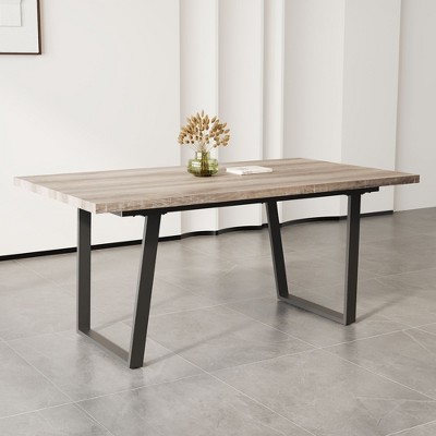 NicBex 47.2"/62.9"Modern Rectangle Dining Table for 4-6 Seaters,Kitchen Table with MDF Tabletop and Metal Legs for Kitchen,Brown/Walnut/Gray
