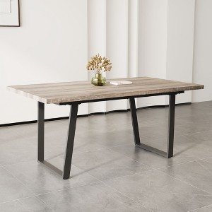 NicBex 47.2"/62.9"Modern Rectangle Dining Table for 4-6 Seaters,Kitchen Table with MDF Tabletop and Metal Legs for Kitchen,Brown/Walnut/Gray - 1 of 4