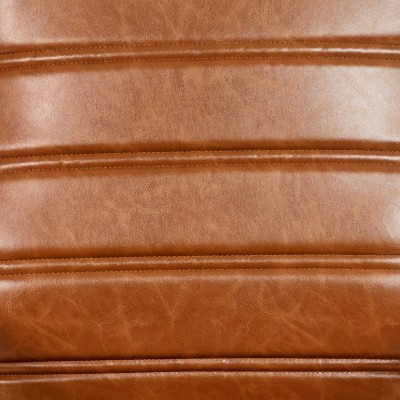 Elegant Brown LeatherSoft High-Back Executive Swivel Chair with Black Metal Frame