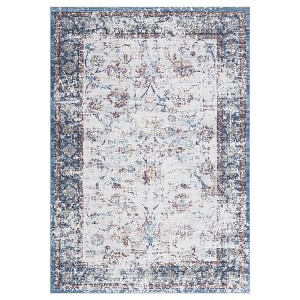 Washable Vintage Rug Non Slip Low Pile Rug Soft Throw Floor Cover Floral Foldable Indoor Carpet for Living Room Bedroom Playroom Nursery - 1 of 4
