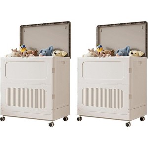 2 Pack Large Rolling , 123L Collapsible Plastic Clothes Basket with Wheels, No-Install Dirty Clothes Organizer for Home and Laundry Room - 1 of 4