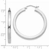 Black Bow Jewelry 3mm, 14k White Gold Square Tube Round Hoop Earrings, 35mm (1 3/8 Inch) - 4 of 4