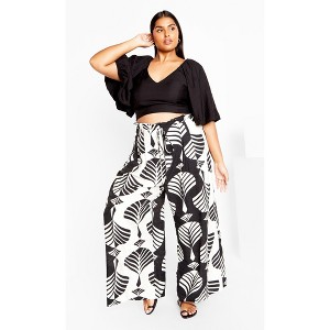 CITY CHIC | Women's Plus Size  Peta Print Pant - black - 18W - 1 of 4