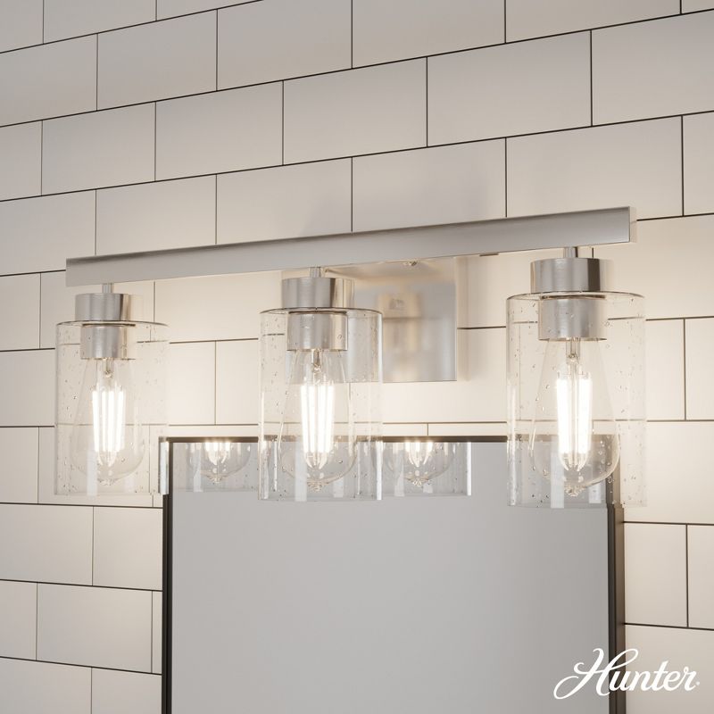 3-Light Hartland Seeded Glass Bathroom Vanity Wall Light Fixture - Hunter Fan, 2 of 6