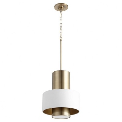 Quorum Lighting 1 - Light Pendant in  Studio White/Aged Brass