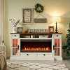 OKD 70" Fireplace TV Stand for 80 Inch TV, Farmhouse TV Stand w/Door & Drawers, Dark Rustic Oak - 2 of 4