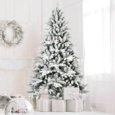 Artificial Trees Christmas PE&PVC Faux Tree Indoor With 768 Branch Tips,Metal Stand And Realistic Snowflake,Home Decoration-Maison Boucle