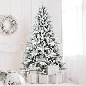 Artificial Trees Christmas PE&PVC Faux Tree Indoor With 768 Branch Tips,Metal Stand And Realistic Snowflake,Home Decoration-Maison Boucle - 1 of 4