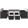 Outsunny 11 PCS Patio Dining Set Outdoor Rattan Wicker Furniture Set with Space Saving Chairs, Glass Top Table and Cushion - 4 of 4