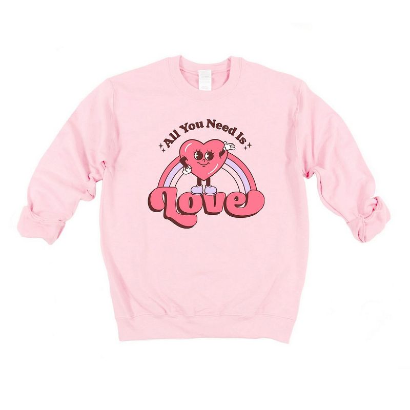 Simply Sage Market Women's Graphic Sweatshirt All You Need Is Love Heart Rainbow, 1 of 5