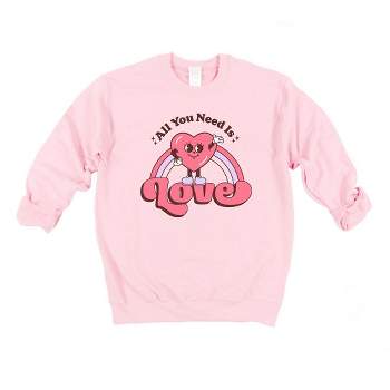 Simply Sage Market Women's Graphic Sweatshirt All You Need Is Love Heart Rainbow