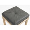 26" Tufted PU Upholstered Wooden Counter Stools with Nailhead Trim, Set of 2 for Kitchen Island and Home Bar - 4 of 4