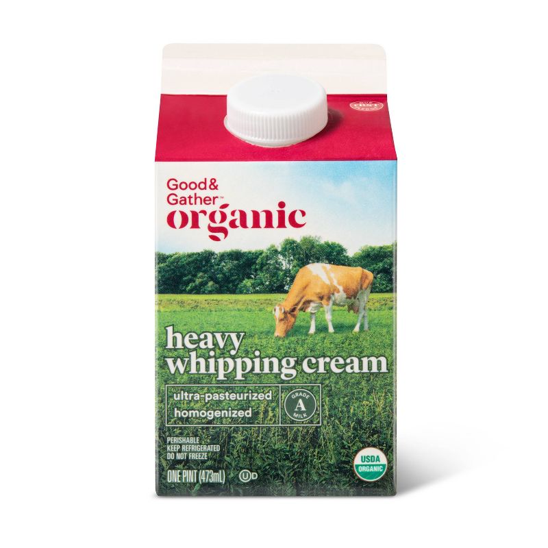 Organic Heavy Whipping Cream - 16 fl oz (1pt) - Good &#38; Gather&#8482;, 1 of 5