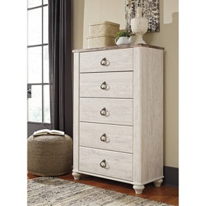 Signature Design by Ashley Willowton Chest of Drawers Cream : 5-Drawer Wood Dresser for Bedroom, Meets ASTM Standards - 1 of 4