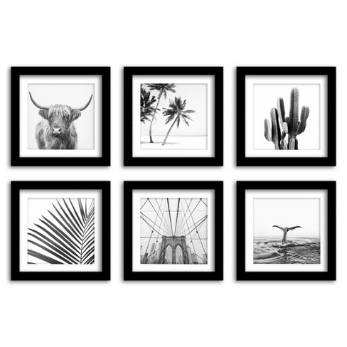 6 pieces/set Modern Photo Frame For Wall Hanging Black White