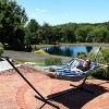 Sunnydaze Cotton Rope Freestanding Hammock with Spreader Bar with Portable Steel Stand and Pad and Pillow Set - 12' Stand - 3 of 4