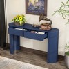 Entryway Table with Fluted Design, Modern Console Table with Oval Top & 2 Storage Drawers, Elegant Sofa Table for Entryway & Living Room - 3 of 4