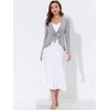 INSPIRE CHIC Women's Tie Front Long Sleeve Crop Ruffle Knit Cardigan Sweaters - 2 of 4