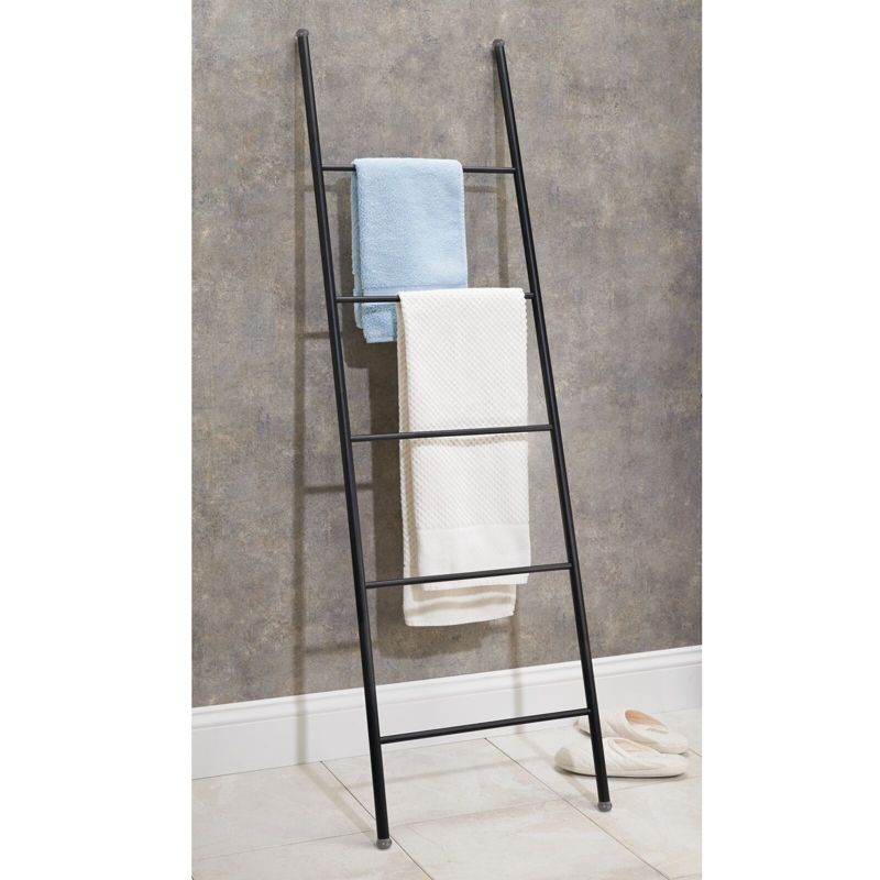 mDesign Metal Blanket & Towel Wall Ladder Rack for Bedroom/Bathroom, 4 of 9