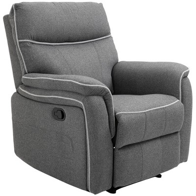 HomCom Manual Recliner Chair Armchair Sofa with Footrest Padded Armrest for Living Room Bedroom Grey