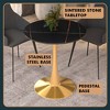 LeisureMod Bristol 27" Round Dining Table – Sintered Stone Top Accent Café Table & Sturdy Steel Gold Pedestal Base for Kitchen and Small Spaces - 4 of 4