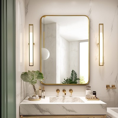 Lirago Metal Flat Mirror Wall Mirror Vanity Mirror Decor Mirror 38*26 Gold