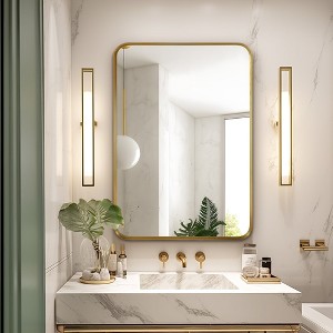 Lirago Metal Flat Mirror Wall Mirror Vanity Mirror Decor Mirror 38x26 Gold - 1 of 4