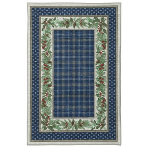 COZONY Bordered Plaid Christmas Rug, Washable Low Pile Non Slip Holiday Carpet for Living Room Bedroom Dining Room - 1 of 4